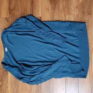 Kismet braided sleeve cardigan teal turquoise